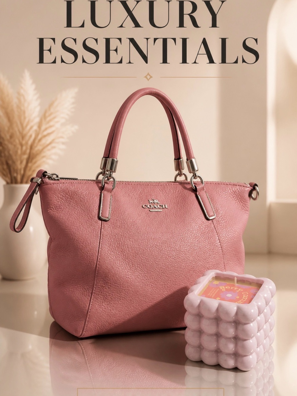 Coach Pebbled Leather Tote in Rosewood Pink